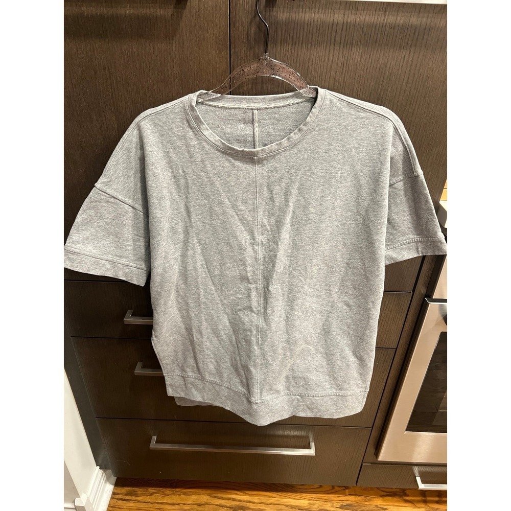 Lululemon Cut Above Tee Side Slit Terry Cloth Short Sleeve Sweatshirt Gray 6